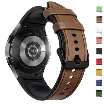 Curea din piele Pentru Samsung Galaxy Watch 4 classic 46mm 42mm 44mm 40mm Fără Goluri de Silicon+Bratara din Piele correa Galaxy Watch4 Trupa 1