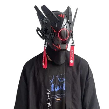 Cyberpunk Casca Cosplay Dreadlocks Cu Led-Uri De Lumină Shinobi Samurai Masca Cu Impletituri Teme Și Aripi Copii Adulți Halloween Cadouri