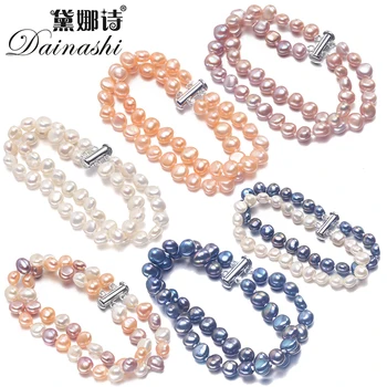 Dainashi Bijuterii Pearl Brățară pentru Femei de Cultură de apă Dulce Baroc Pearl AAA+ de Calitate Dublu Pearl Brățară Multi Alesi