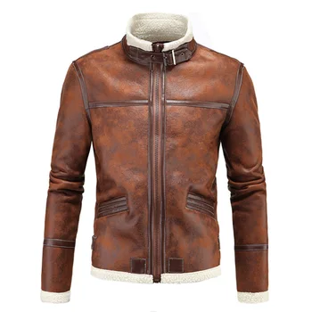 De înaltă calitate Benzi Blană Cusute Împreună pentru Bărbați jachete de piele 2022 Toamna Iarna Stand Guler Casual motocicleta jachete de piele haina