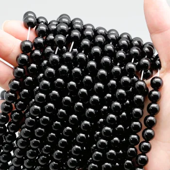 De înaltă Calitate Naturale de Onix Negru Șirag de mărgele Margele Rotunde Pentru a Face Bijuterii De 15