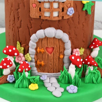 Desene Animate Ușa Iarba Coșurile De Ciuperci De Mucegai Mucegai Silicon Fondant Cake Decor Instrument De Gumpaste Sugarcraft Ciocolata Formă Bakeware 4