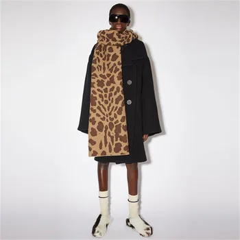 Designer de Brand Leopard Eșarfă de Cașmir pentru Bărbați de Iarnă Eșarfe Cald Lână Pashmina Thicked Pătură de sex Feminin Șaluri și Împachetări