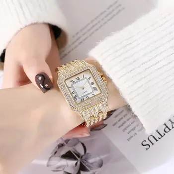 Diamant Aur a Crescut Femei Stras Cuarț Ceasuri de Design de Moda Femei Fata de femei de Lux din Oțel Inoxidabil Ceasuri de mana Relojes 2