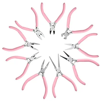 Din Metal de culoare roz Mini Bijuterii Cutter Clește cu Lanț Rotund Nas Îndoit ștrasuri din Mărgele de Luare Instrument de Reparare Kit Pentru Bijuterii DIY Instrument
