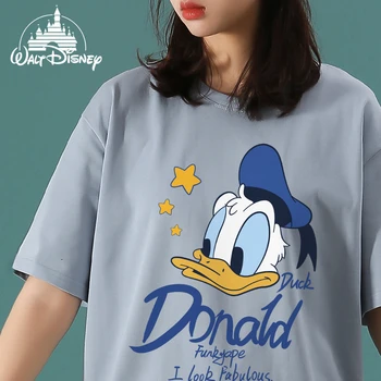 Disney Donald Duck & Daisy Vară Mici Proaspete T-Shirt Femei 2022 Nou Liber Vânt Leneș Maneci Scurte Supradimensionat Y2k Fata 1