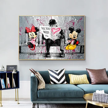 Disney opera de Arta Graffiti Mickey Mouse 5D Diamant Pictura Broderie Kituri Complete Mozaic Stras Meserii DIY pentru Copii Decor Acasă 0