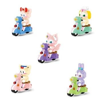 Disney Toy Anime Blocuri Caramizi de asamblare Duffy Urs Lena Belle Shirley May Mini Figurine Capete Jucarii copii Cadouri