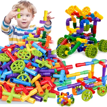 DIY Apă Blocuri Jucarii Conducte Montessori Jucării de Construcții de Învățământ STEM Designer de Jucării Pentru Copii Fete de Apă Cărămizi