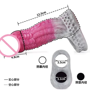 Dragon Scale Serie de Silicon Extensie a Penisului Mâneci Plus Prelungirea Vibrator Acoperi Jucarii pentru Adulti Barbati Masturbari Penis 2