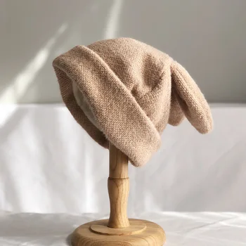 Draping urechi de iepure, blana de iepure pălărie femei toamna și iarna tricotate pălărie de lână cald iarna versiunea coreeană Japoneză pălărie