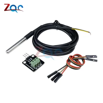 DS18B20 Digital rezistent la apa Senzor de Temperatură a Modulului de Kit Sondă de Oțel Inox Pentru Arduino Plugable Adaptor Terminal de Cablu de 100CM