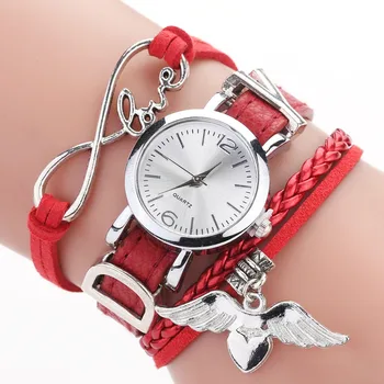 Duoya Brand De Ceasuri Pentru Femei De Lux Argint Pandantiv Inima Curea Din Piele Cuarț Ceas Doamnelor Ceas De Mână Brățară Zegarek Damski 0