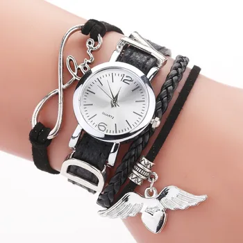 Duoya Brand De Ceasuri Pentru Femei De Lux Argint Pandantiv Inima Curea Din Piele Cuarț Ceas Doamnelor Ceas De Mână Brățară Zegarek Damski 1