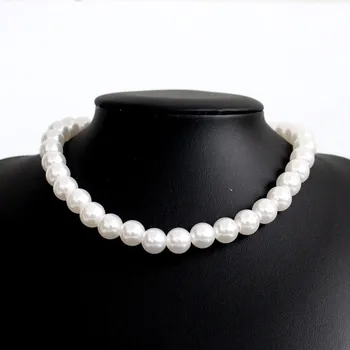 Elegant Alb Imitație Perla Cravată Colier Rotund Mare Perla de Nunta Colier pentru Femei Farmec Moda Bijuterii 4