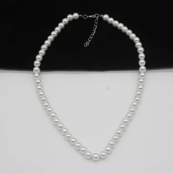 Elegant Alb Imitație Perla Cravată Colier Rotund Mare Perla de Nunta Colier pentru Femei Farmec Moda Bijuterii 5