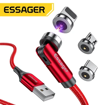 Essager Roti Magnetic Magnet Cablu Încărcător Micro USB de Tip C Cablu de 2.4-O Rapid de Încărcare Telefon Mobil Cablul de Sârmă Pentru iPhone Xiaomi