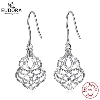 EUDORA Real Argint 925 Cercei Nod Celtic drop Cercel Moda Lrregular Geometrice Cercei Lamelă pentru Fata Femei E40 0