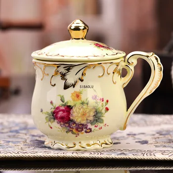 European Stil Retro Cana Ceramica cu Capacitate Mare de Birou Capac Cana de Ceai de după-Amiază Cana Cana de Apa de Trandafir Ceașcă de ceai de Portelan