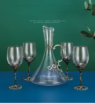 European Stil Retro Email Pahar De Vin Decanter Set Cristal Cupă De Cocktail Pahar De Vin Dozator Luxuriant Cani De Cafea Cutie De Cadou