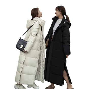 Femei Jos Căptușit Sacou 2021 Noi Gros versiunea coreeană Hanorac Extra lungi Jachete Solid Jacheta de Iarna pentru Femei Haine de sex Feminin Uza