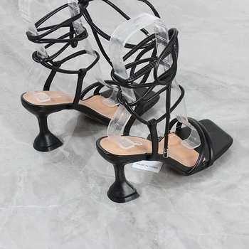 Femei Sandale 2022 Vara Noi Square Toe sandale de Curea Glezna cu Toc Înalt Pantofi pentru Femei de Moda sexy Sandale cu Toc Înalt de 8 cm