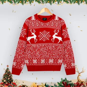 Femeii pulover de Crăciun imprimate pulover tricot confortabil pulover cald Moș Crăciun pom de Crăciun elan rotund gat pulover