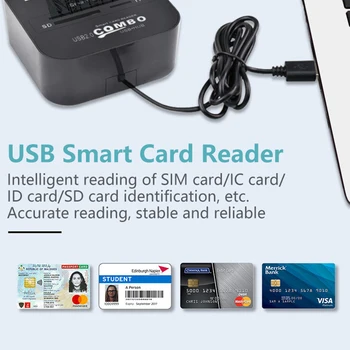 FII X03 Smart Tax Return USB 2.0 Banca ID Card Smart Card Reader CACDATM IC SIM SD TF 3 Porturi HUB pentru Windows 7 8 10 sistem de OPERARE Linux 1