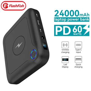 Flashfish Power Bank 24000mAh Portabil Încărcător Wireless de Încărcare Powerbank PD 60W Rapid de Încărcare Pentru iPhone Laptop