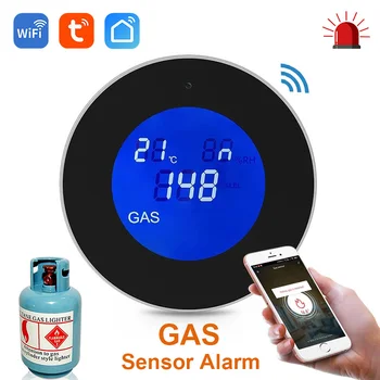 Funcția WiFi Tuya Inteligent App de Gaze Naturale Senzor de Alarmă Detector de Scurgeri de Gaze Combustibile Temperatura LCD Display Digital de Sunet Sirena