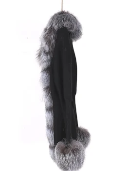 FURYOUME Toamna Iarna Adevărată Haină de Blană de Vulpe Coreea de Femei Cardigan Lână Pulover Tricotate Sacou Cu Naturale Fox Blana Asieta 5
