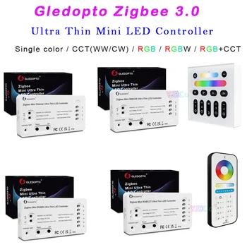 Gledopto Zigbee 3.0 Ultra Thin Mini-Benzi cu LED-uri Controler Singură culoare/TVC/RGB/RGBW/RGB+CCT Lumini Dimmer DC5-24V 2.4 G RF de la Distanță