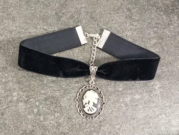Gotic Craniu Regina Cameo Farmec Cravată Pentru Femei De Moda Vrăjitoare Accesorii Bijuterii Cadou Catifea Neagra, Cu Medalion De Curtea Colier Vintage 2