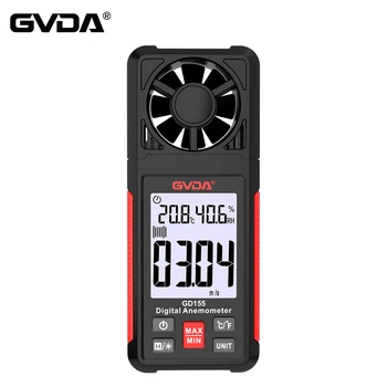 GVDA Digital Anemometru Portabil, Viteza Vântului Metru Windmeter LCD cu lumină de Fundal Afișaj Temperatură Umiditate Metru Aer indicatorul Vitezei