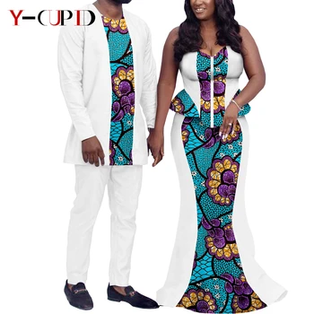 Haine africane pentru Cupluri Femei de Imprimare Volane Top și Fuste Seturi Meci Bărbați Tinute Blazer Costume, Jachete și Pantaloni Y22C048