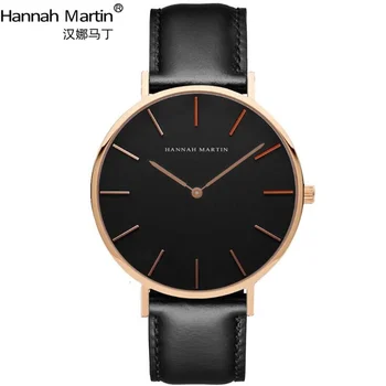 Hannah Martin Brand de Lux Ceasuri Bărbați Femei Neutru Moda Casual Ceas din Piele de Nailon Cuarț Încheietura ceas relogio masculino 3