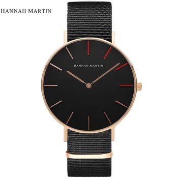 Hannah Martin Brand de Lux Ceasuri Bărbați Femei Neutru Moda Casual Ceas din Piele de Nailon Cuarț Încheietura ceas relogio masculino 4