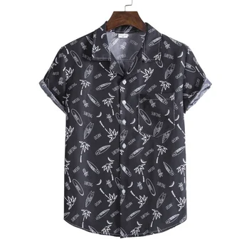 Hawaiian Camasi pentru Barbati de Vara Tricouri Camisas Copac de nucă de Cocos de Imprimare 3d Bluze de Moda Maneca Scurta Beach pentru Bărbați Îmbrăcăminte рубашка