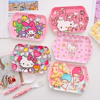 Hello Kitty Drăguț Mic De Plastic Tava Sanrio Serie De Desene Animate Porțelan Japonez Sos Placa Tava De Fructe Pentru Copii, Snack Plăci 0