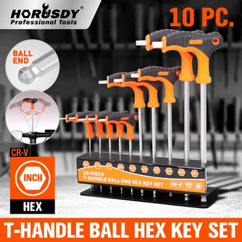 HORUSDY - Noi 10buc T - Mâner Ball end cheie Hexagonală set CR-V 0