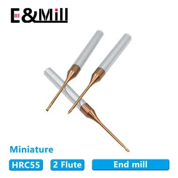 HRC55 2 flaut micro-diametru freze profunde groove freze tungsten din oțel cu cap plat otel aluminiu freze