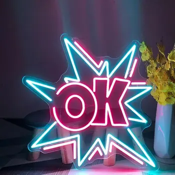 Ineonlife Personalizate Ok Formă Unică Semn De Neon Led Kawaii Sala Bar Club, Sala De Petrecere Design Luminescente Decor De Perete Festival Cadou
