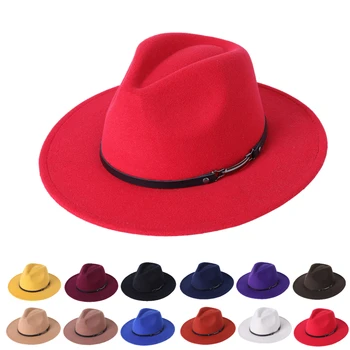 Inima piersic Fedora Hat pentru Femei Lanț Mare Pălărie cu margini Toamna și Iarna Unisex Biserica Panama Hat New Jazz Pălărie de Fetru Gros