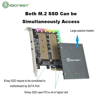 IOCREST Lumina RGB Benzi M. 2 M-cheie și M. 2 B-cheie SSD RGB Adaptor de Card cu Radiator 5V ARGB PIN Sprijin M. 2 Dimensiune 30/42/60/80mm