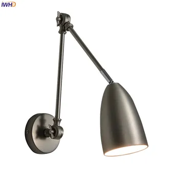 IWHD Leagăn Brațul Lung LED Lampă de Perete de Lângă Dormitor Studiu Camera de zi Lumini Reglabile Nordic Moderne Wandlamp Iluminat Acasă