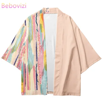 Japoneze Roz Kimono Kimetsu Nu Yaiba Halat 2021 Plajă Moda Cardigan Barbati Tricouri Yukata Haori Femei Supradimensionat Îmbrăcăminte