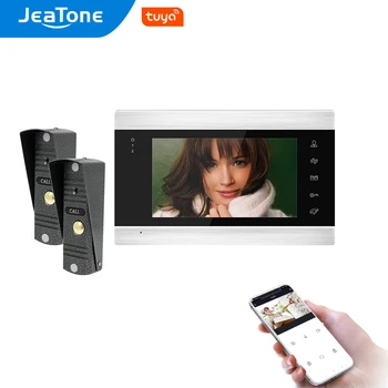 Jeatone Wifi Tuya 7Inch Video interfon Interfon cu 2 buc 720P Sonerie Sistem de Control Acces cu Telecomanda debloca,Mișcare Record