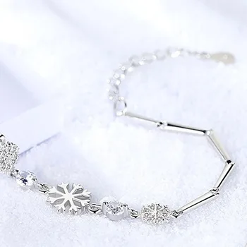 JoiasHome Argint 925 Bratara coreene Romantice Lumină Albastră Margele cu Fulg de nea Ziua de Anul Nou Cadou cu Accesorii 3