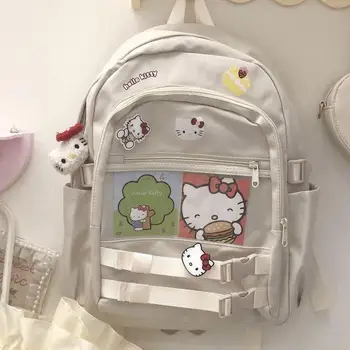 Kawaii Drăguț Sanrio Hello Kitty Ghiozdan Rucsac Sac De Panza Geanta Laptop Rucsac De Capacitate Mare Fata De Cadou De Crăciun Pentru Copii 0