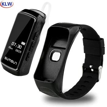 KLW B7 2in1 Bluetooth de Ureche Brățări Inteligente de Monitorizare de Somn Sport Pas de Numărare Ceas cu Alarmă Memento Inima RateTalk Trupa 0